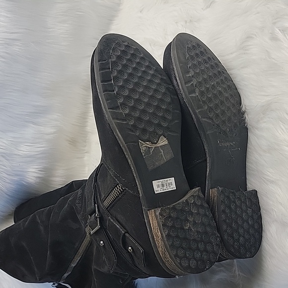 TORRID Black Faux Leather Moto Biker Equestrian Riding Knee High Zip Boots 10W - Picture 7 of 11